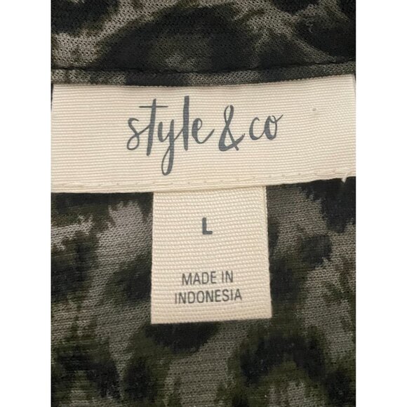 Style & Co Women's Leopard Print Tunic Button-Down Long Sleeve Shirt L - Picture 2 of 16